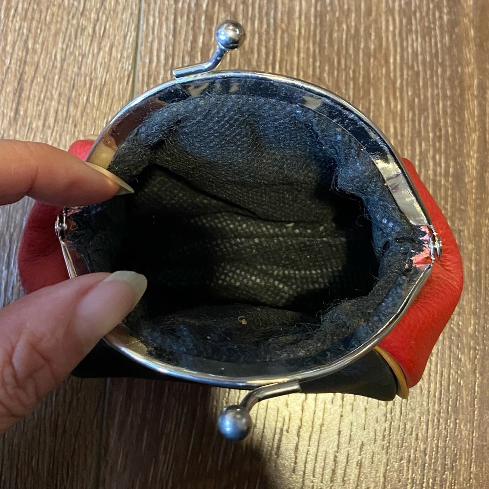 Vintage Leather Style Black and Red Coin Purse HandMade NWOT - Picture 11 of 11